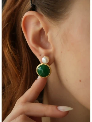 L'Atelier de Gaia Pozłacane kolczyki z perłami i agatami rozmiar: onesize