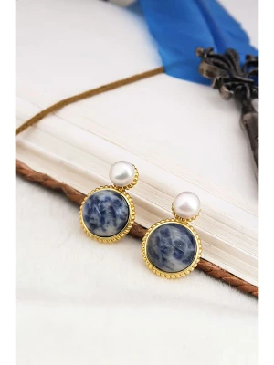 L'Atelier de Gaia Pozłacane kolczyki z perłami i sodalitami rozmiar: onesize