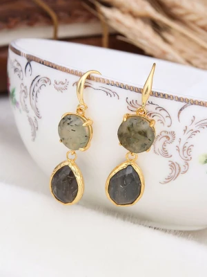 L'Atelier de Gaia Pozłacane kolczyki z prehnitami rozmiar: onesize