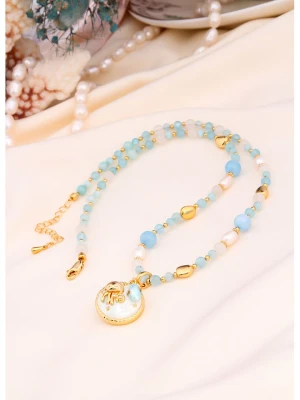 L'Atelier de Gaia Pozłacany naszyjnik perłami i opalami - dł. 50 cm rozmiar: onesize