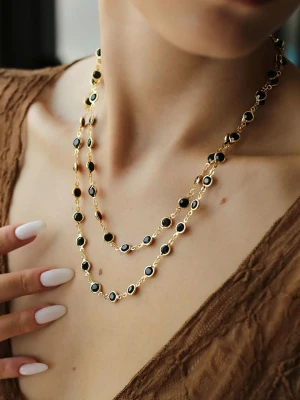 L'Atelier de Gaia Pozłacany naszyjnik z kryształami - dł. 45 cm rozmiar: onesize