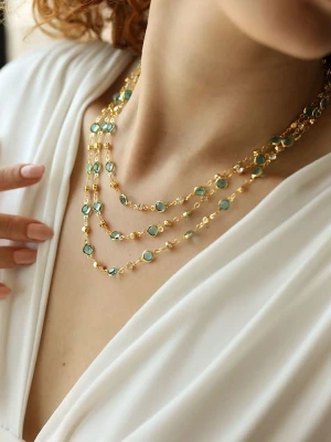 L'Atelier de Gaia Pozłacany naszyjnik z kryształami - dł. 48 cm rozmiar: onesize