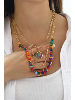 L'Atelier de Gaia Pozłacany naszyjnik z kwarcem - dł. 45 cm rozmiar: onesize