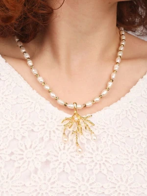 L'Atelier de Gaia Pozłacany naszyjnik z perłami - dł. 46 cm rozmiar: onesize