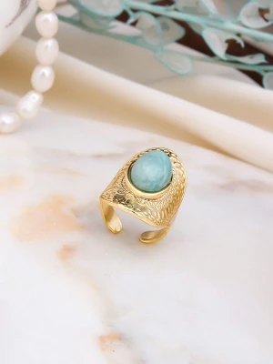 L'Atelier de Gaia Pozłacany pierścionek z amazonitem rozmiar: onesize
