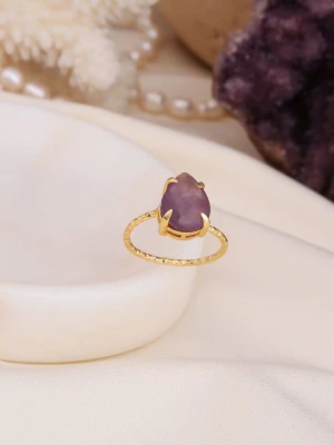 L'Atelier de Gaia Pozłacany pierścionek z ametystem rozmiar: onesize