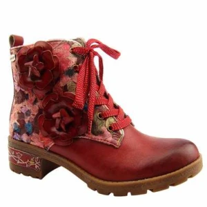 Laura Vita Botki damskie skórzane COCRAILO 47 CERISE czerwone