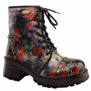 Laura Vita Botki damskie skórzane workery KLEO 03 NOIR czarne