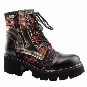 Laura Vita Botki damskie skórzane workery KLEO 11 NOIR czarne