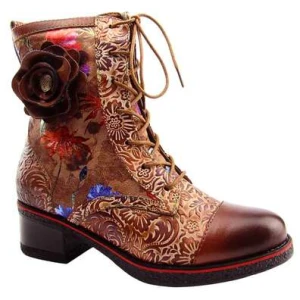 Laura Vita Botki damskie skórzane RACHELEO 04 CAMEL