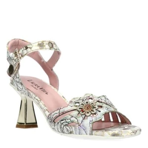 Laura Vita Leslyo 04 BEIGE damskie sandały skórzane na słupku beżowe