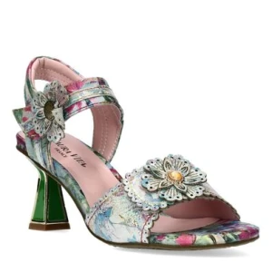 Laura Vita Leslyo 07 CIEL damskie sandały skórzane na słupku zielone