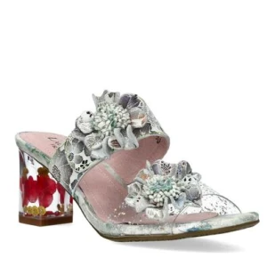 Laura Vita LUCIEO 32 klapki damskie na słupku skóra beżowe