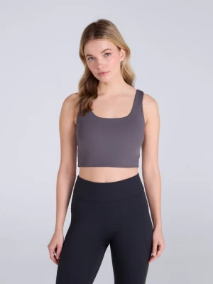 Laurel damski aktywny top z prążkowanej dzianiny - Grey Animal