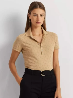 Lauren By Ralph Lauren Beżowa koszulka polo z monogramem