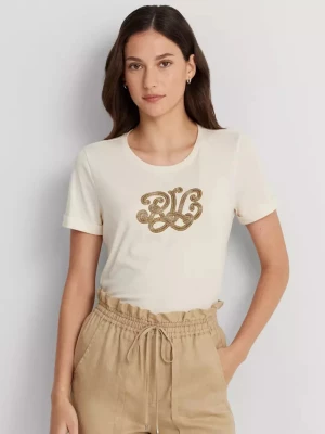 Lauren By Ralph Lauren Kremowa koszulka z logo