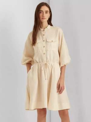 Lauren By Ralph Lauren Lniana sukienka ze stójką