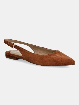 Lauren Ralph Lauren baleriny zamszowe Londyn Slbck kolor brązowy z odkrytą piętą 802967746002