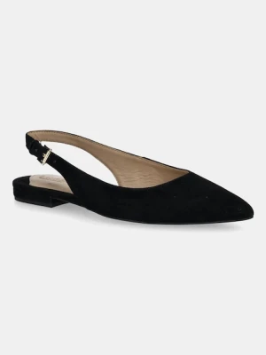 Lauren Ralph Lauren baleriny zamszowe Londyn Slbck kolor czarny z odkrytą piętą 802967746001