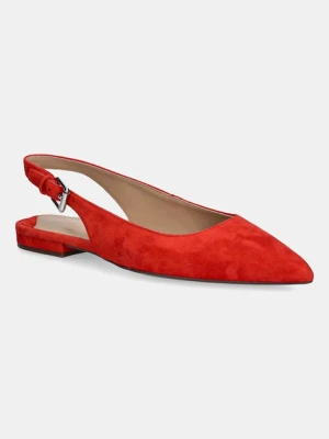 Lauren Ralph Lauren baleriny zamszowe Londyn Slbck kolor czerwony z odkrytą piętą 802967746004