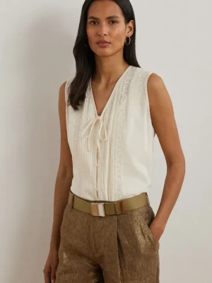 Lauren Ralph Lauren bluzka bawełniana damska kolor beżowy gładka 200963702