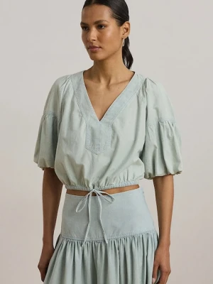 Lauren Ralph Lauren bluzka bawełniana damska kolor niebieski gładka 200971260