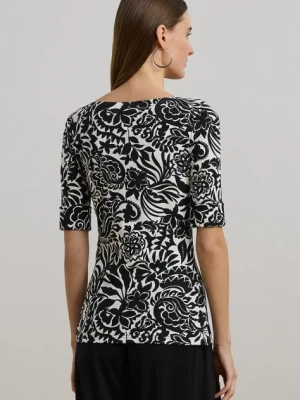 Lauren Ralph Lauren bluzka bawełniana damskie kolor czarny wzorzysta 200963940