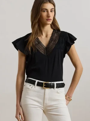 Lauren Ralph Lauren bluzka damska kolor czarny gładka 200963917