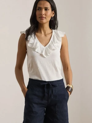 Lauren Ralph Lauren bluzka z falbanką damska bawełniana