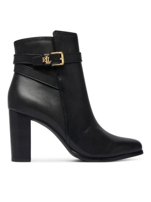 LAUREN RALPH LAUREN Botki Brooke II Calfskin Bootie Heel 802974475004 Czarny