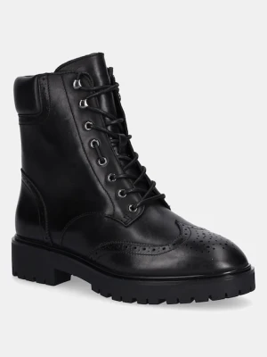 Lauren Ralph Lauren botki skórzane Alysn Lup Pr damskie kolor czarny na płaskim obcasie 802980063001