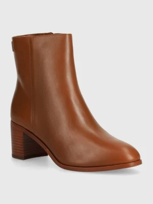 Lauren Ralph Lauren botki skórzane Cassie damskie kolor brązowy na słupku 802937813002