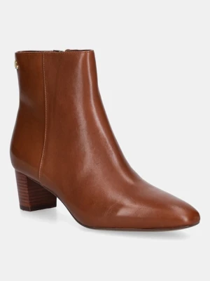 Lauren Ralph Lauren botki skórzane Demi damskie kolor brązowy na słupku 802974503001
