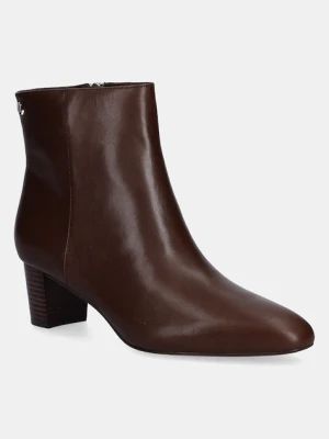 Lauren Ralph Lauren botki skórzane Demi damskie kolor brązowy na słupku lekko ocieplone 802974503002