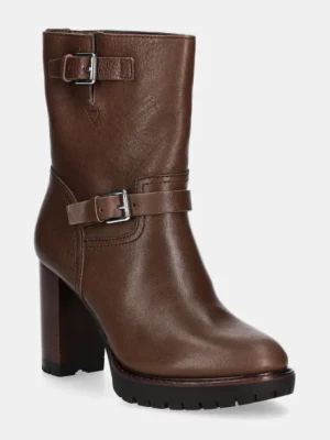 Lauren Ralph Lauren botki skórzane Lyvia damskie kolor brązowy na słupku 802937819003