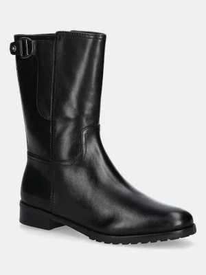 Lauren Ralph Lauren botki skórzane Tasha Mid kolor czarny na płaskim obcasie 802P06251001