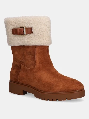 Lauren Ralph Lauren botki zamszowe Allyson Srlg damskie kolor brązowy na platformie 802980553002