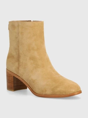 Lauren Ralph Lauren botki zamszowe Cassie damskie kolor beżowy na słupku 802942518001