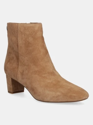 Lauren Ralph Lauren botki zamszowe Demi damskie kolor beżowy na słupku 802974504001