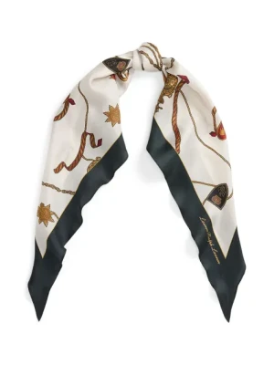 Lauren Ralph Lauren chusta jedwabna damska kolor beżowy wzorzysta 454961485