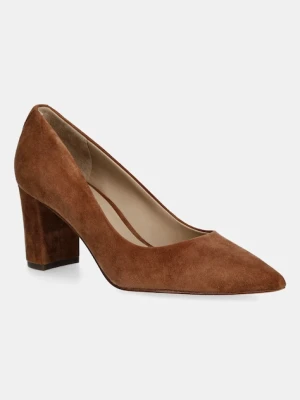 Lauren Ralph Lauren czółenka zamszowe Lanette Blkh kolor brązowy na słupku 802967743002