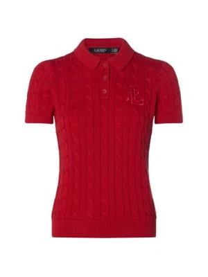 Lauren Ralph Lauren Damska koszulka polo z dzianiny Kobiety Bawełna czerwony jednolity,