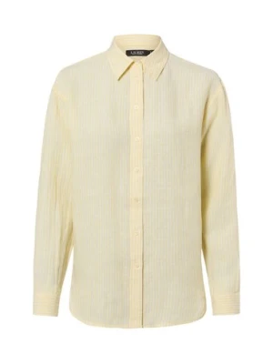 Lauren Ralph Lauren Damska lniana bluzka koszulowa Kobiety len żółty w paski,