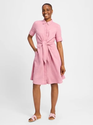 Lauren Ralph Lauren Damska sukienka casual - wykonana z lnu Kobiety len różowy jednolity,