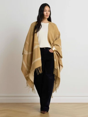 LAUREN RALPH LAUREN Dwustronne ponczo | Loose fit | z dodatkiem wełny camel