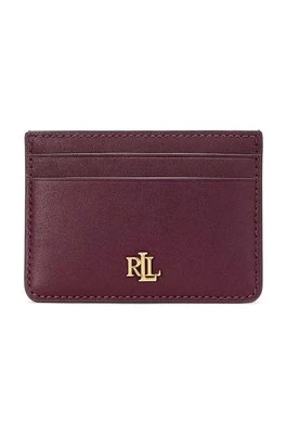 Lauren Ralph Lauren etui na karty skórzane kolor bordowy 432876732