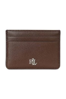 Lauren Ralph Lauren etui na karty skórzane kolor brązowy 432876732