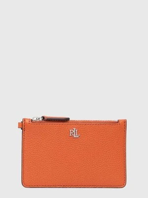 Lauren Ralph Lauren etui na karty skórzane kolor pomarańczowy 432947628