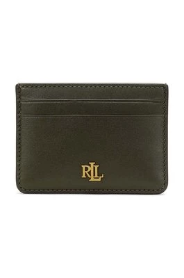 Lauren Ralph Lauren etui na karty skórzane kolor zielony 432876732