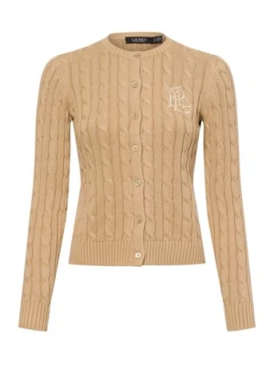Lauren Ralph Lauren Kardigan damski Kobiety Bawełna beżowy jednolity,
